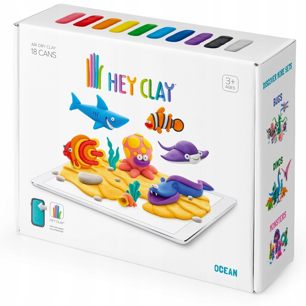 Hey Clay Ocean Set (Clownfish, Discus Fish, Eel) - 6 Cans - PLAY