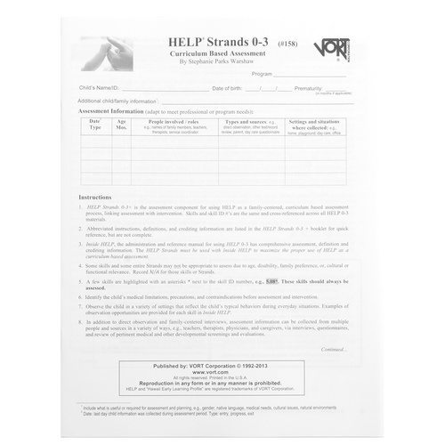 HELP: Assessment Strands 0-3 - 25 Pack