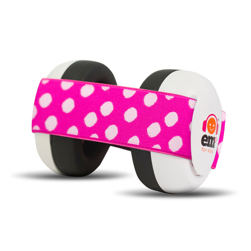 Baby Earmuffs - White - Pink Dots