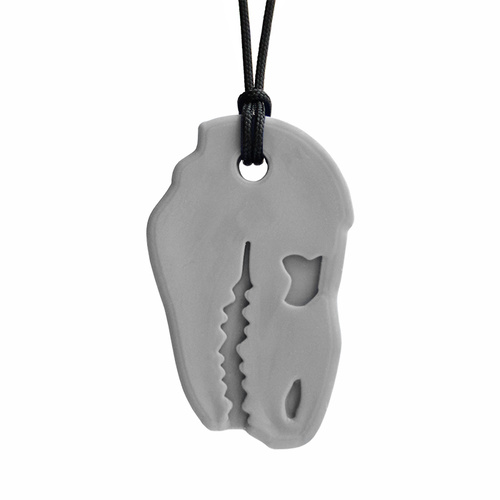 Dino Bite Chew Necklace - Soft Light Grey