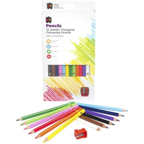 Jumbo Triangular Colour Pencils - 12 Pack