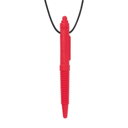 Chewable Pen Necklace - Ribbed - Soft Red