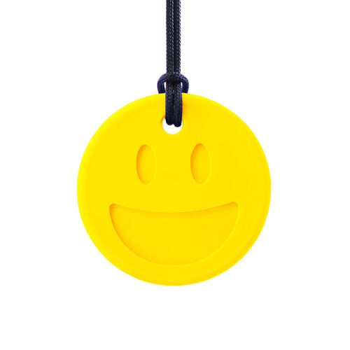 Smiley Face Chew Necklace - Soft Yellow
