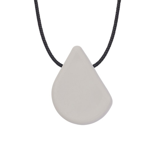 Teardrop Chew Necklace - Soft Light Grey