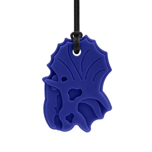 Triceratops Chew Necklace - Soft Dark Blue