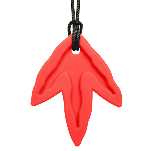 Dino Tracks Chew Necklace - Soft Red